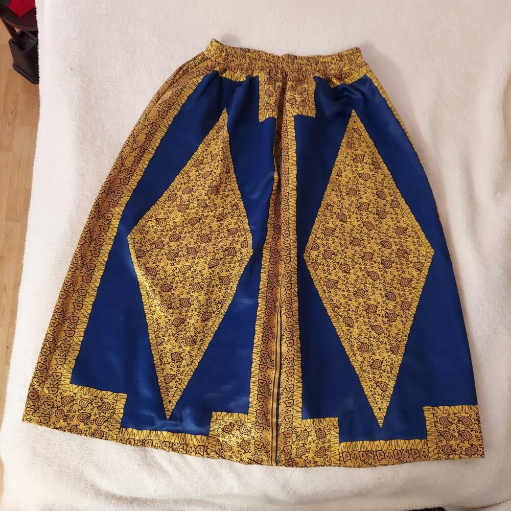 Gold and blue boho skirt